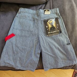 Vintage Sonoma Jean Company Big Fit Cargo Shorts; Pinstripe
